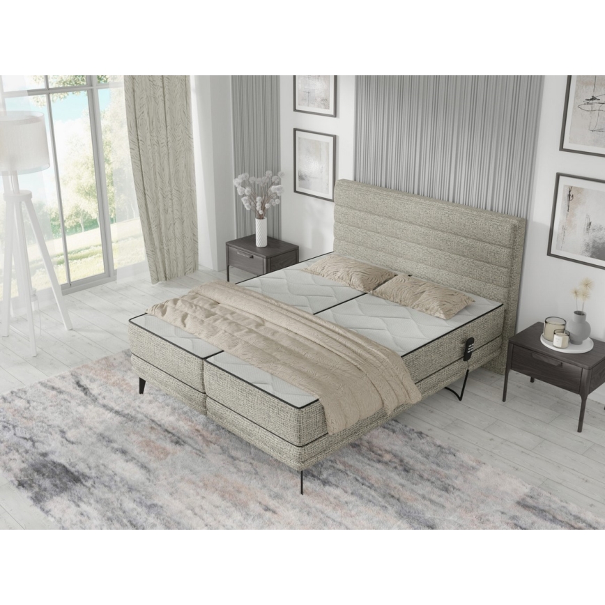 Elektromos, állítható kárpitozott ágy matracokkal MILA 160x200 cm szürke