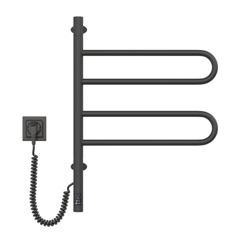Elektromos forgatható törölközőszárító termosztáttal FOUETTE 128W/230V 64,6 cm IP44 fekete