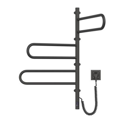 Elektromos forgatható törölközőszárító termosztáttal FOUETTE 100W 80x49 cm fekete