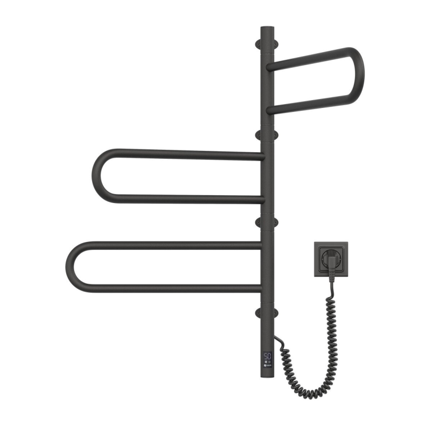 Elektromos forgatható törölközőszárító termosztáttal FOUETTE 100W 80x49 cm fekete