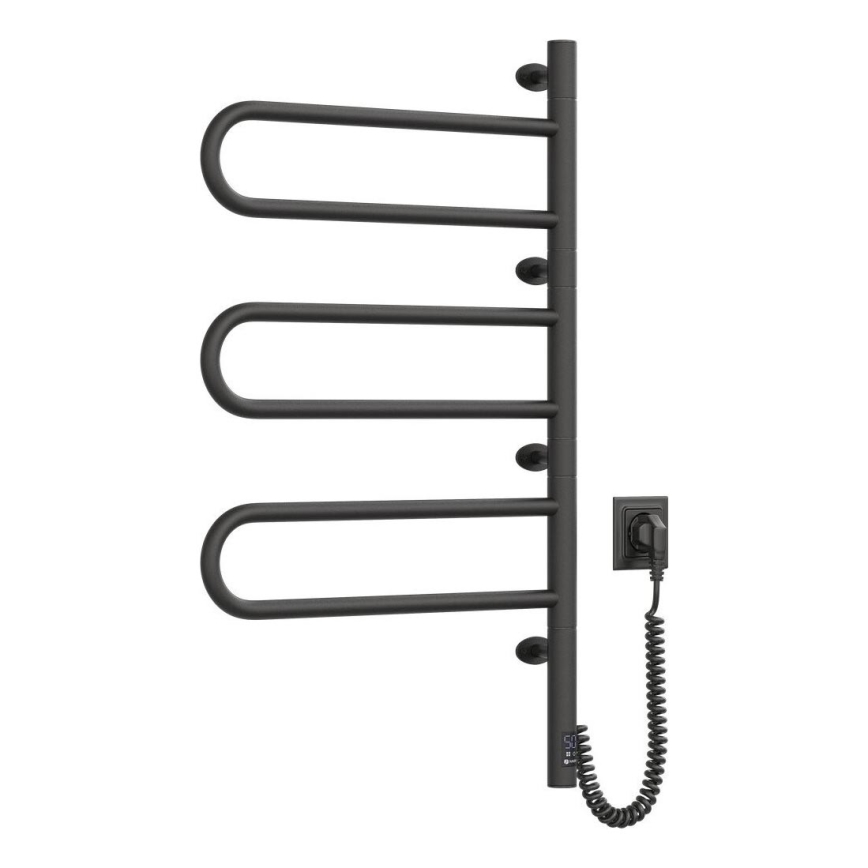 Elektromos forgatható törölközőszárító termosztáttal FOUETTE 185W/230V 81,8 cm IP44 fekete