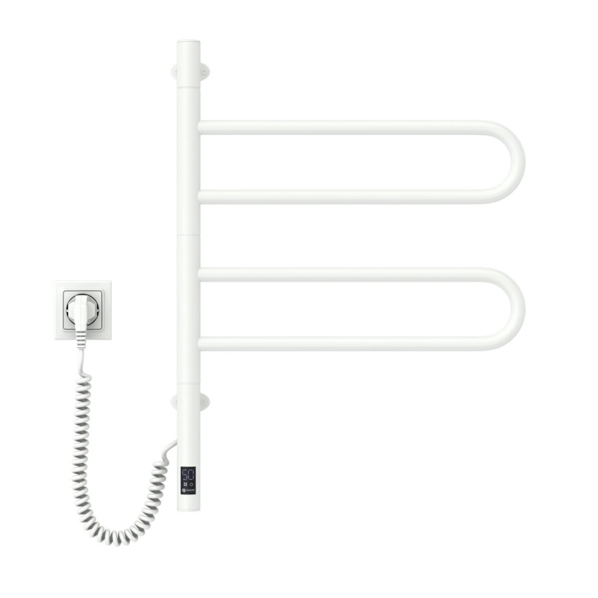 Elektromos forgatható törölközőszárító termosztáttal FOUETTE 60W 65X49 cm fehér