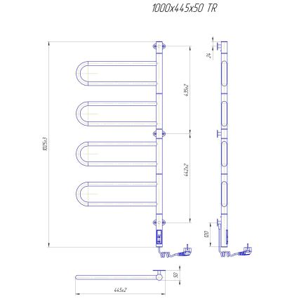 Elektromos forgatható törölközőszárító TRISTAR 105W/230V 102,5x44,5 cm IP44 rozsdamentes acél/fekete