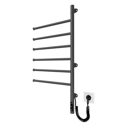 Elektromos forgatható törölközőszárító VEER 80W/230V 82,5x44,5 cm rozsdamentes acél/fekete