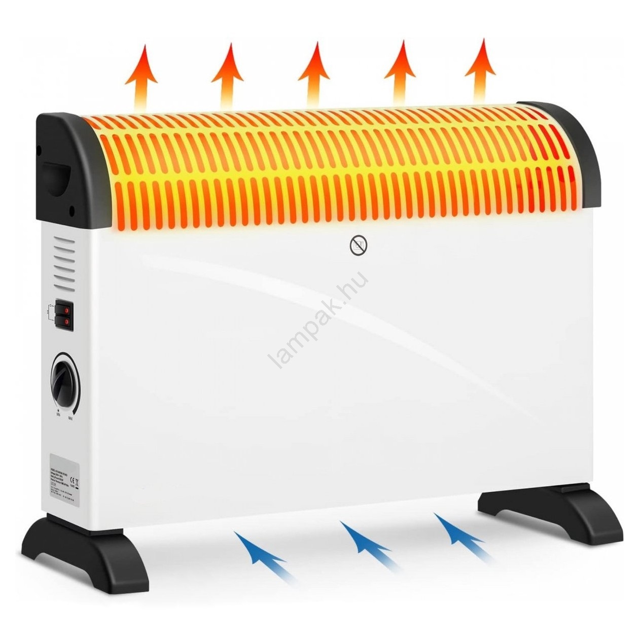 Elektromos konvektoros fűtés 750/1250/2000W termosztát | lampak.hu
