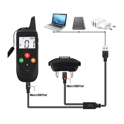 Elektromos kutyakiképző nyakörv 52cm 500m 3,7V 300 mAh IP67