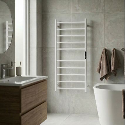 Elektromos törölközőszárító 45x96 cm 130W rozsdamentes acél/fehér