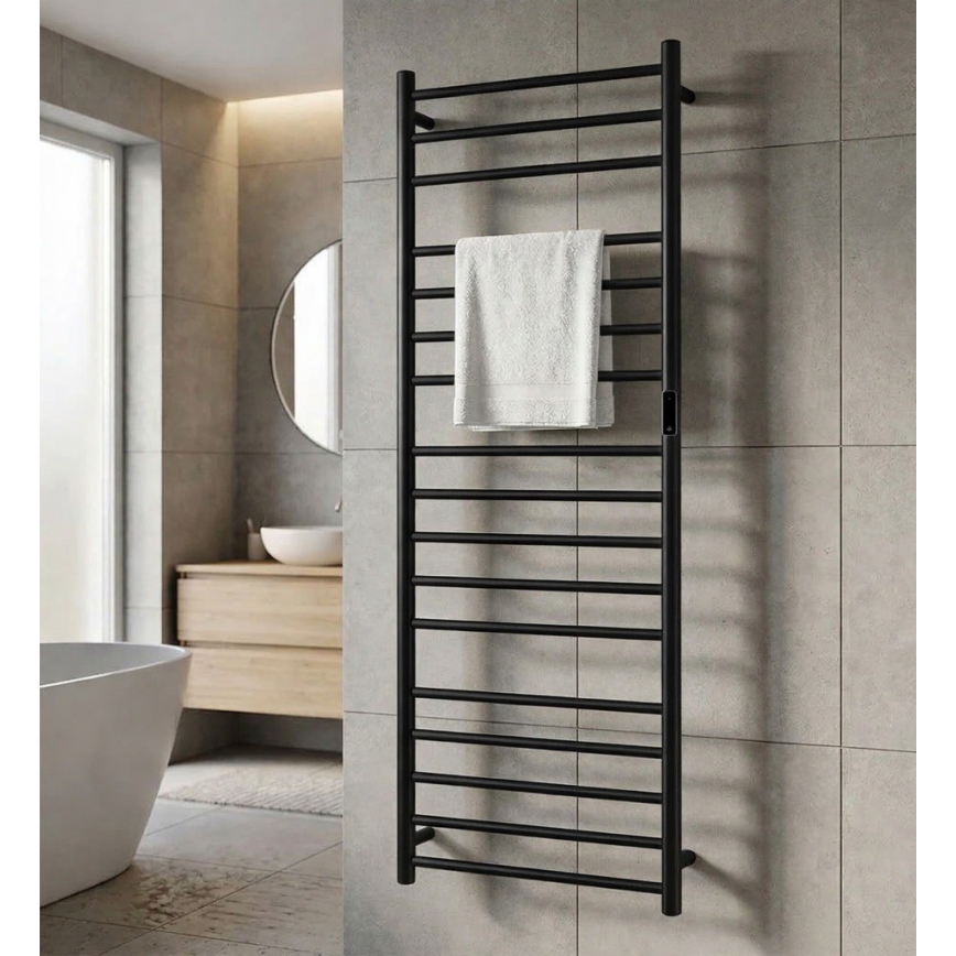 Elektromos törölközőszárító 60x168 cm 285W rozsdamentes acél/fekete