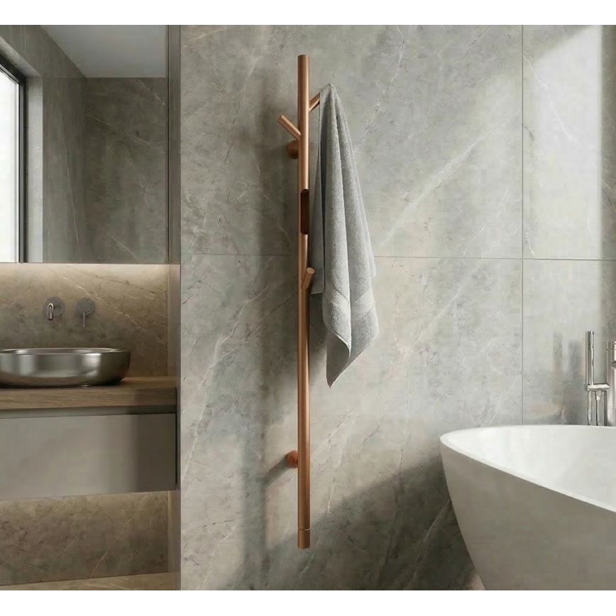 Elektromos törölközőszárító rúd, 118 cm, 30 W, rézszínű