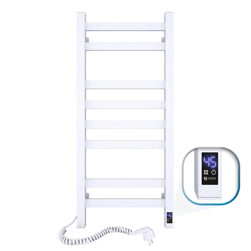 Elektromos törölközőszárító termosztáttal AVANGARD 105W 80x36 cm fehér, balos kivitel