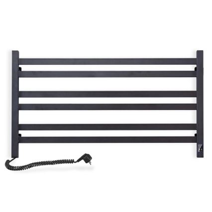 Elektromos törölközőszárító termosztáttal AVANGARD 181W 50x90 cm fekete balos