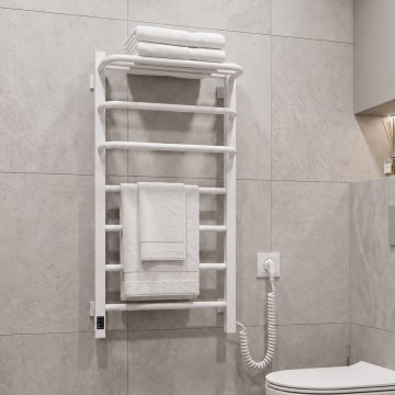 Elektromos törölközőszárító termosztáttal FORTIS 155W 80x48 cm fehér, jobb oldali