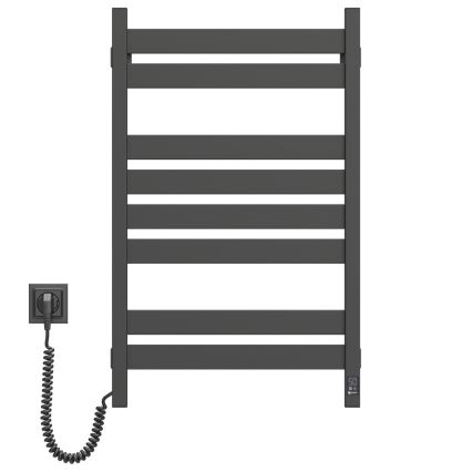 Elektromos törölközőszárító termosztáttal LARGO 168W 80x50 cm fekete balos