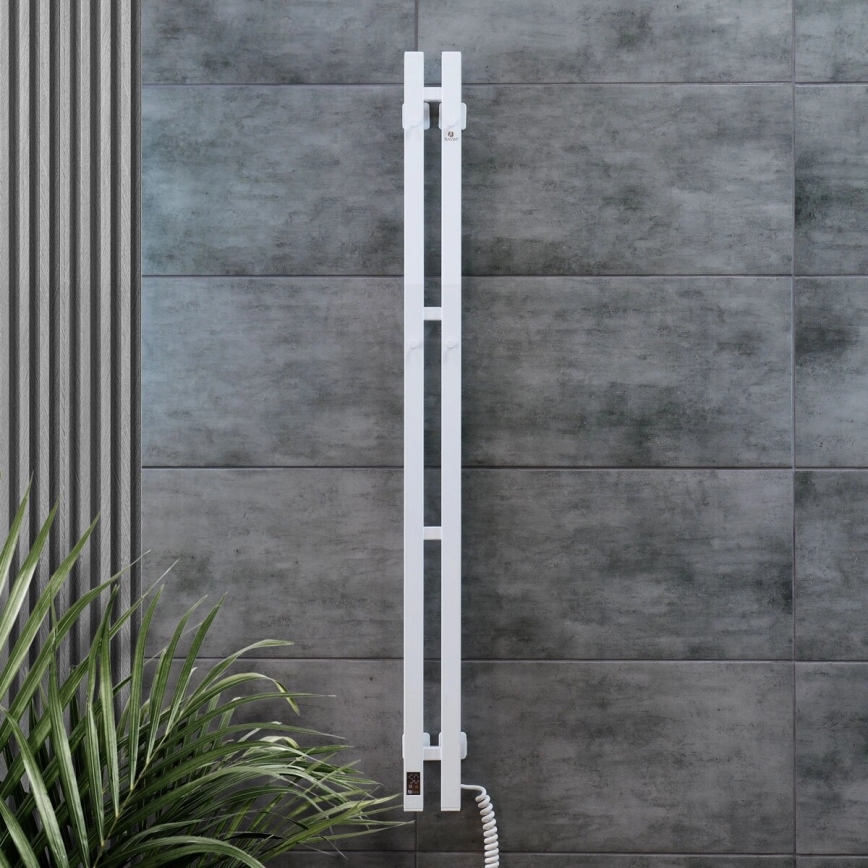 Elektromos törölközőszárító termosztáttal SILOUETTE 70W 120x9 cm fehér, jobb oldali