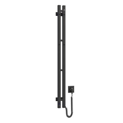 Elektromos törölközőszárító termosztáttal SILOUETTE 70W 120x9 cm fekete, jobb oldali