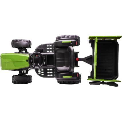 Elektromos traktor utánfutóval 2x30W/7000 mAh fekete/zöld + távirányító