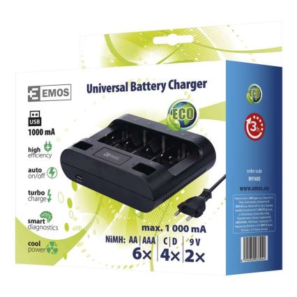 Töltő UNI6 AAA/AA/C/D/9V 230V