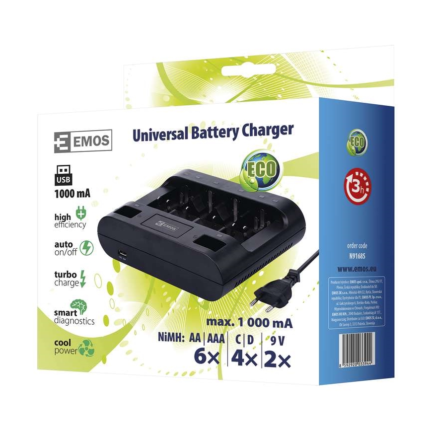 Töltő UNI6 AAA/AA/C/D/9V 230V