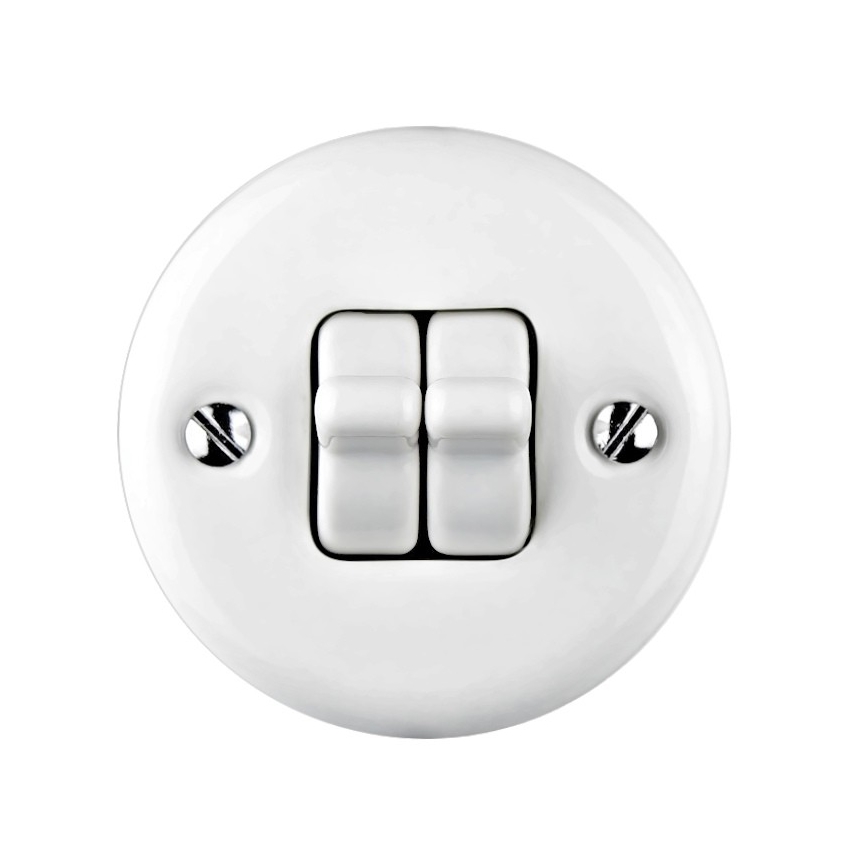 Elhard - Falra szerelhető kerámia retro soros karos kapcsoló, 5-ös, fehér