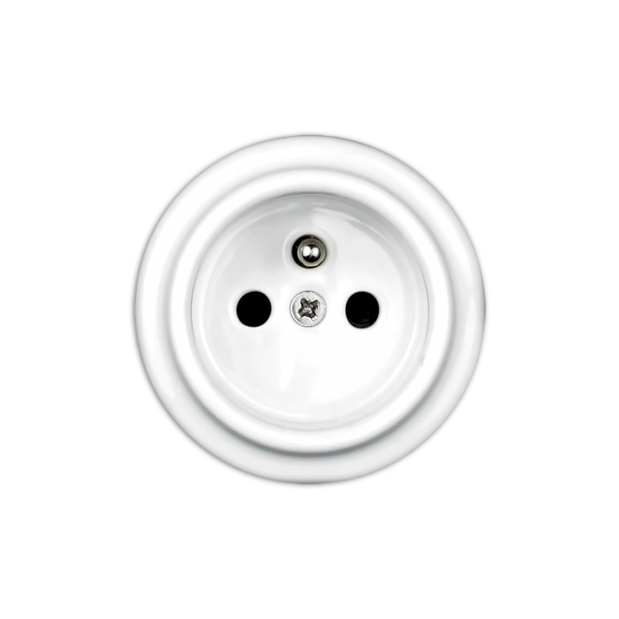 Elhard - Kerámia retro háztartási dugalj 230V fehér