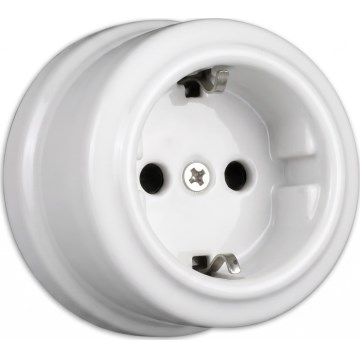 Elhard - Kerámia retro háztartási SCHUKO konnektor 230V fehér