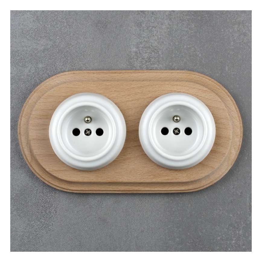 Elhard - Retro stílusú dupla fa képkeret, világos fa