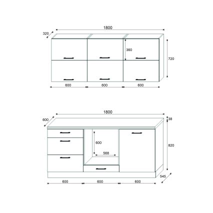 ELISE 180 cm-es grafit konyhablokk