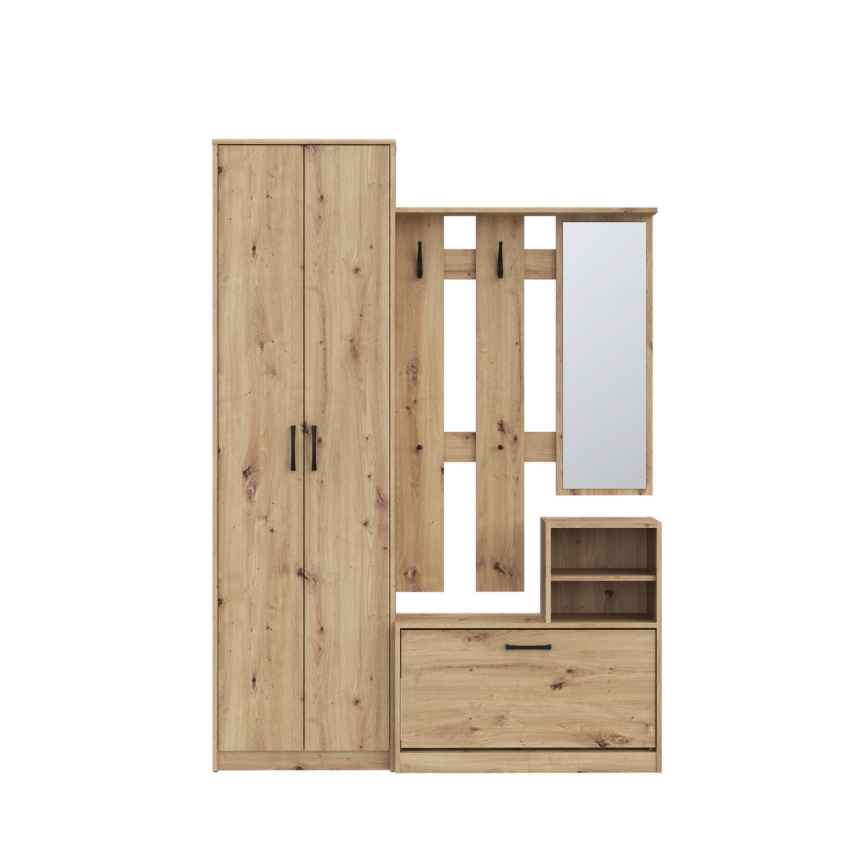 Előszobafal tükörrel KAVI, artisan tölgy