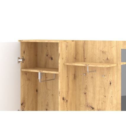 Előszobafal tükörrel NOLAN artisan tölgy/fehér