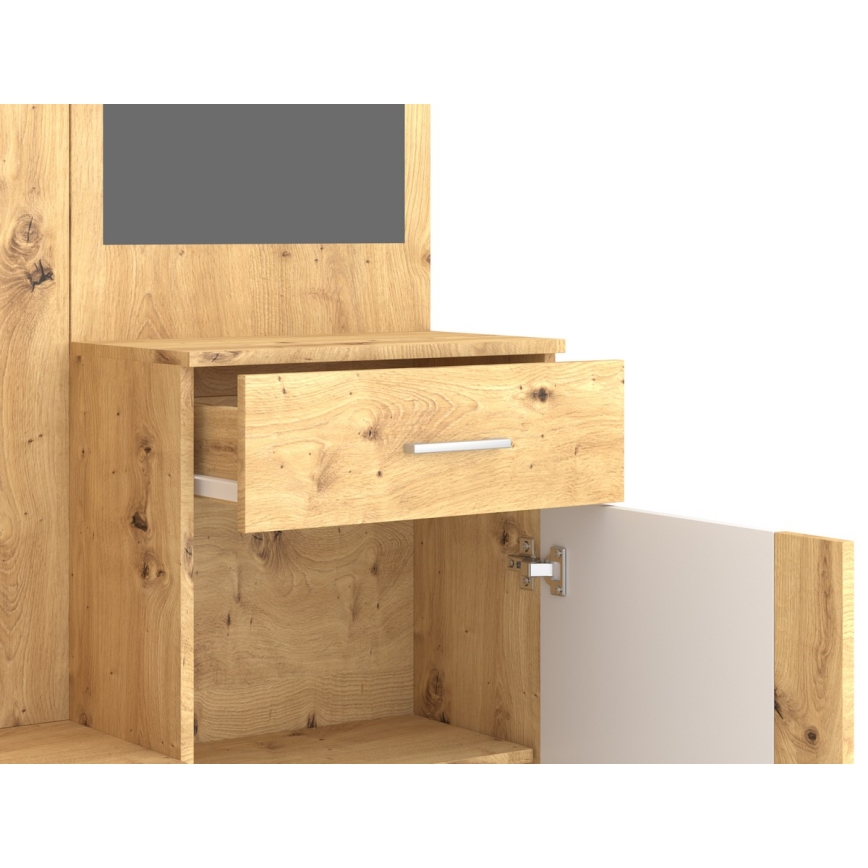 Előszobafal tükörrel NOLAN artisan tölgy/fehér