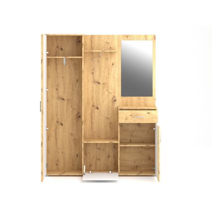 Előszobafal tükörrel NOLAN artisan tölgy/fehér