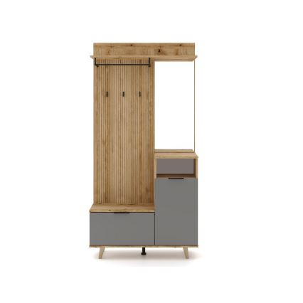 Előszobafal tükörrel SVEN barna/grafit