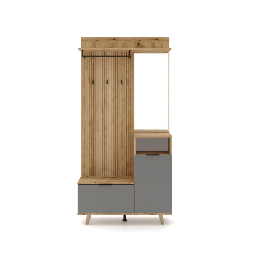 Előszobafal tükörrel SVEN barna/grafit