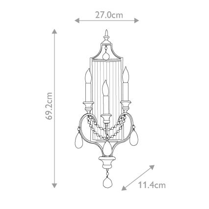 Elstead FE-GIANNA3W - Kristály fali lámpa GIANNA 3xE14/60W/230V
