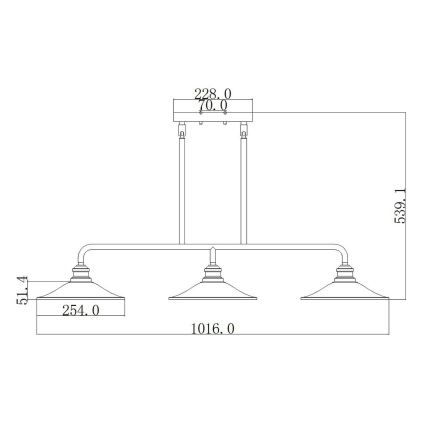 Elstead HK-RIGBY-ISLE-KZ - Csillár rúdon RIGBY 3xE27/60W/230V