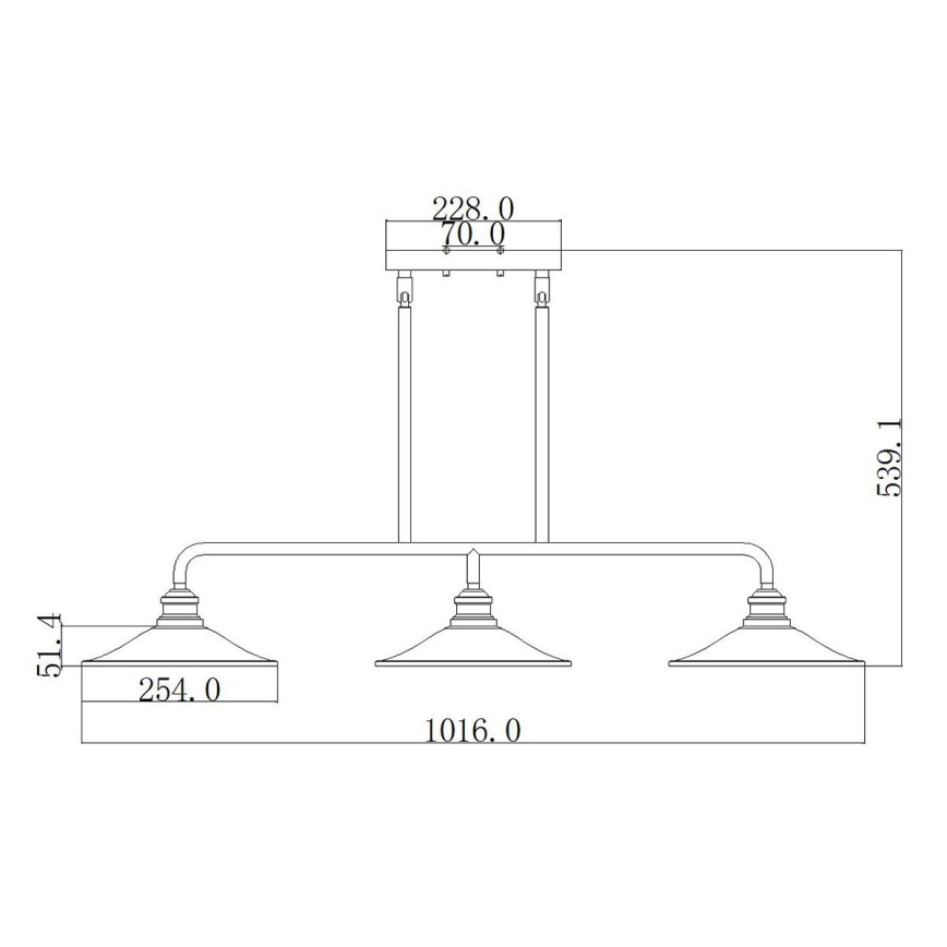 Elstead HK-RIGBY-ISLE-KZ - Csillár rúdon RIGBY 3xE27/60W/230V