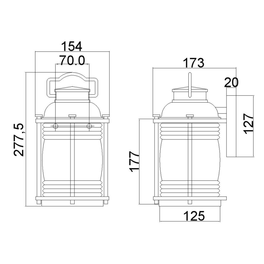 Elstead KL-ASHLANDBAY2-S - Kültéri fali lámpa ASHLAND 1xE27/60W/230V IP44