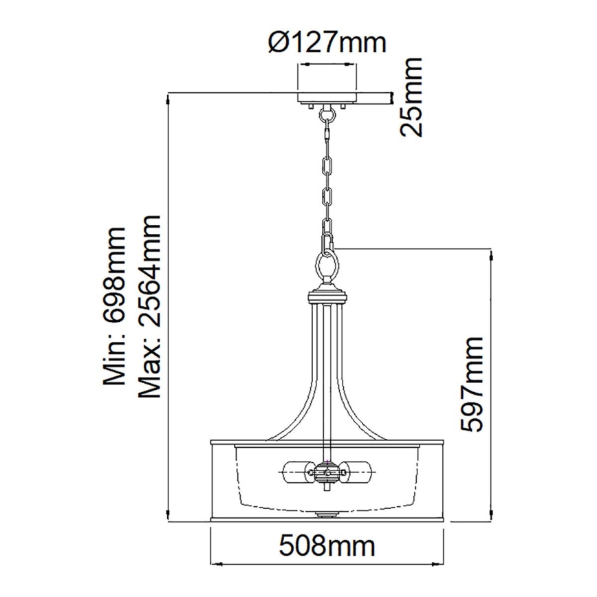 Elstead KL-LACEY-P-L-MB - Csillár láncon LACEY 4xE27/60W/230V