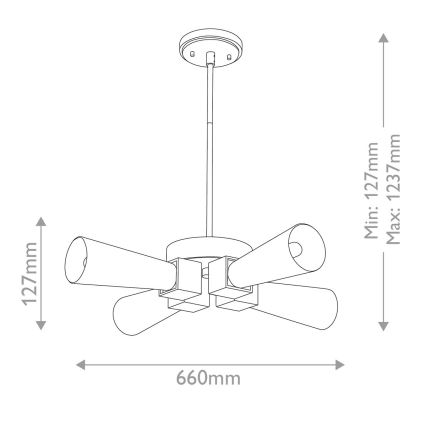 Elstead - KRISTY rudas csillár 4xE27/40W/230V, rézszínű