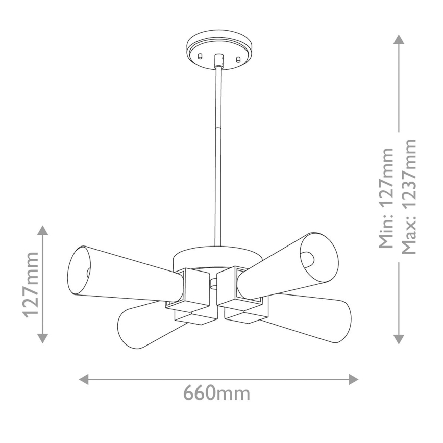Elstead - KRISTY rudas csillár 4xE27/40W/230V, rézszínű