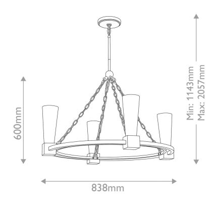 Elstead - KRISTY csillár rúddal 4xE27/40W/230V rézszínű