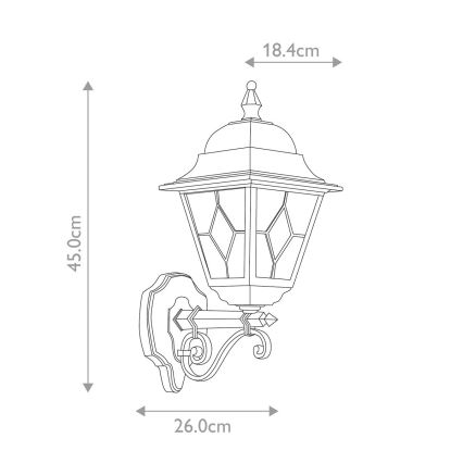 Elstead NR1-BLK - Kültéri fali lámpa NORFOLK 1xE27/100W/230V IP43