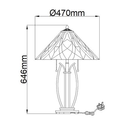 Elstead - Tiffany VICTORY asztali lámpa 2xE27/60W/230V