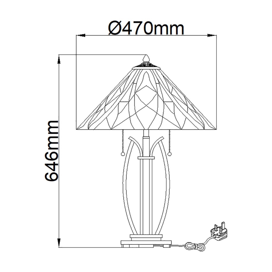 Elstead - Tiffany VICTORY asztali lámpa 2xE27/60W/230V