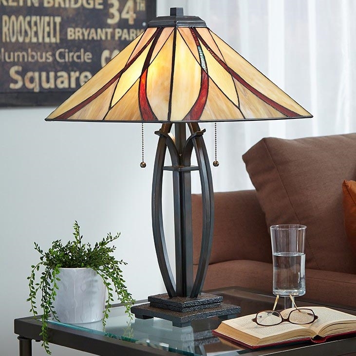 Elstead - Tiffany ASHEVILLE asztali lámpa 2xE27/60W/230V