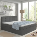 EMBER ágyneműtartós kárpitozott ágy 180x200 cm matracokkal és topperrel, antracit