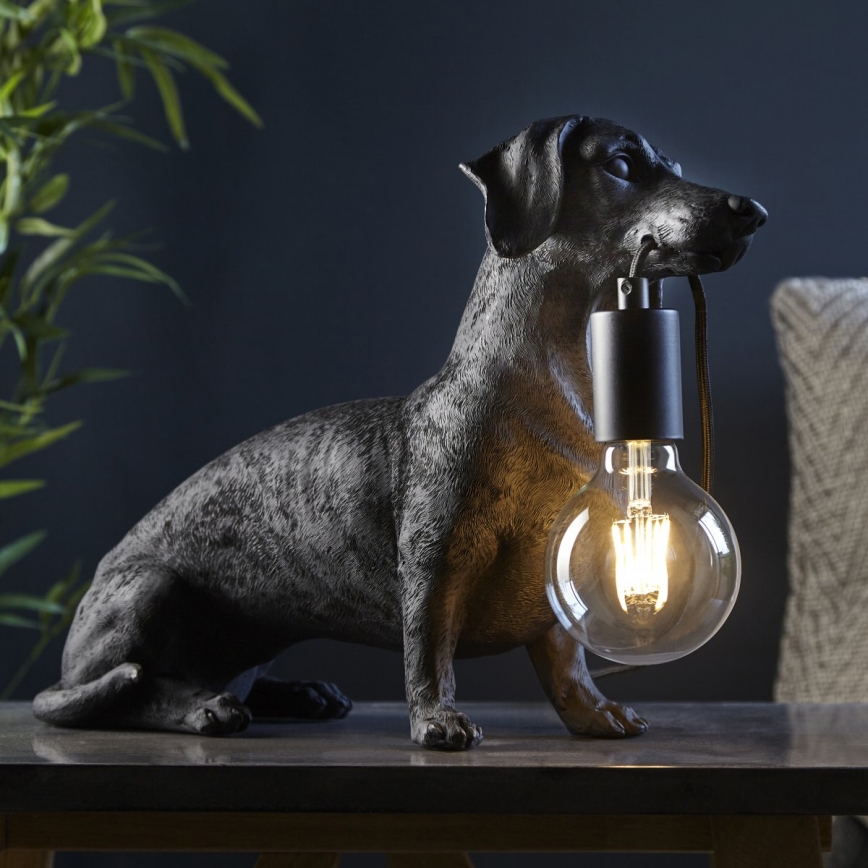 Endon 101188 - Asztali lámpa DACHSHUND 1xE27/10W/230V fekete