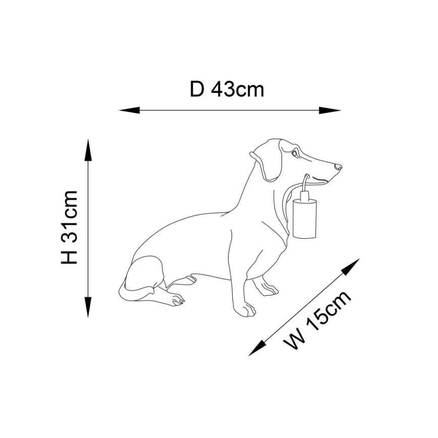 Endon 101188 - Asztali lámpa DACHSHUND 1xE27/10W/230V fekete