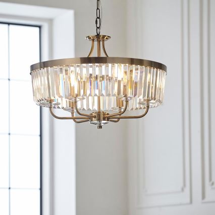 Endon 102505 - Láncra függesztett csillár, 6xE14/6W/230V, Ø 55 cm, sárgaréz