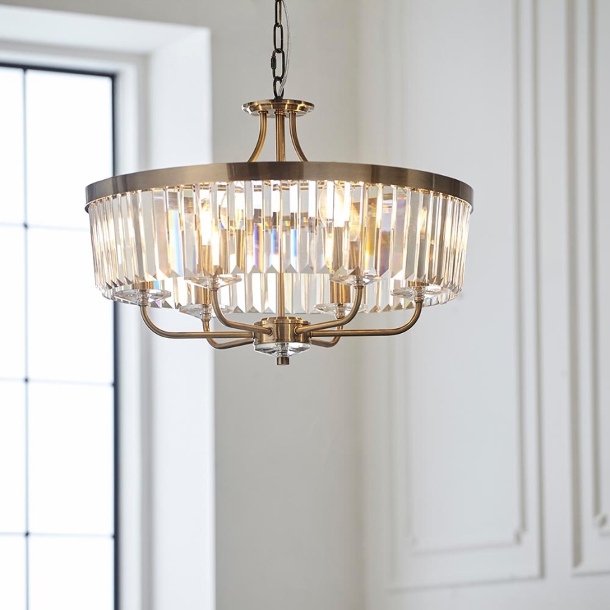 Endon 102505 - Láncra függesztett csillár, 6xE14/6W/230V, Ø 55 cm, sárgaréz